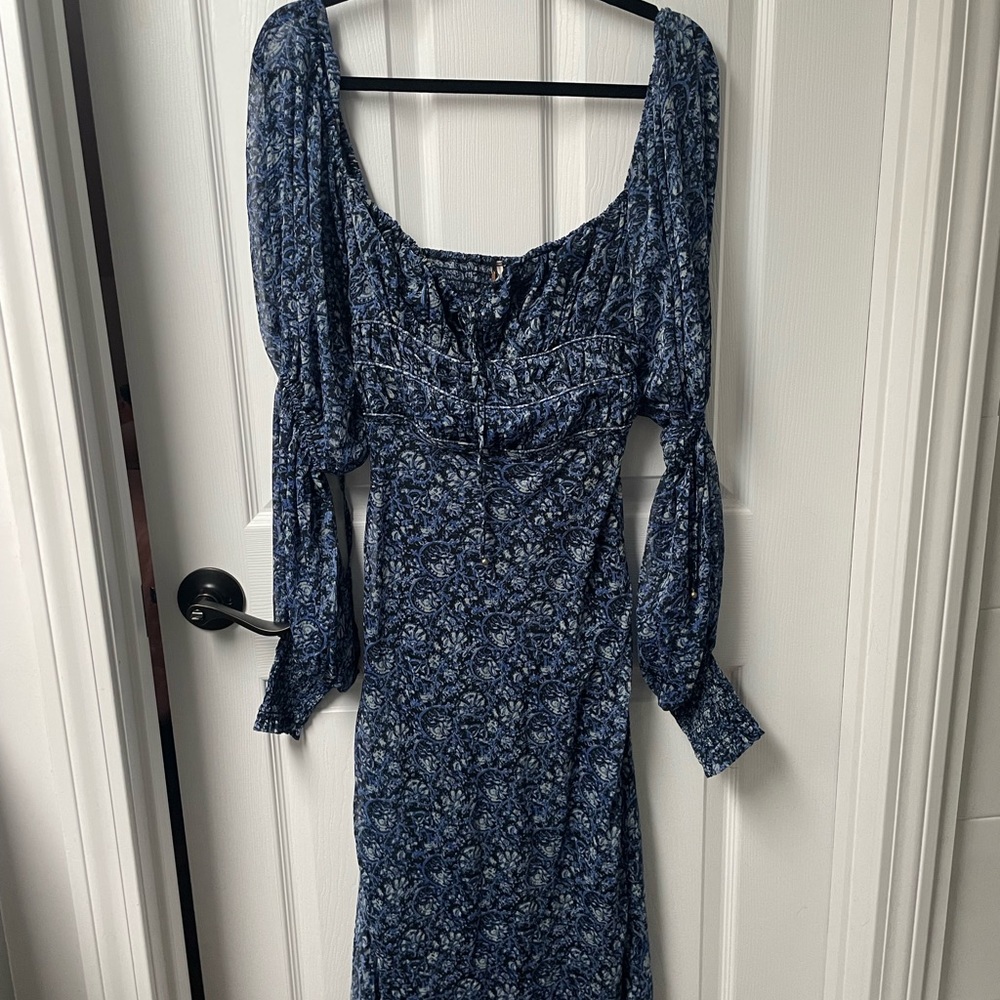 Long-sleeve midi multicolor blue hue Free People Dress